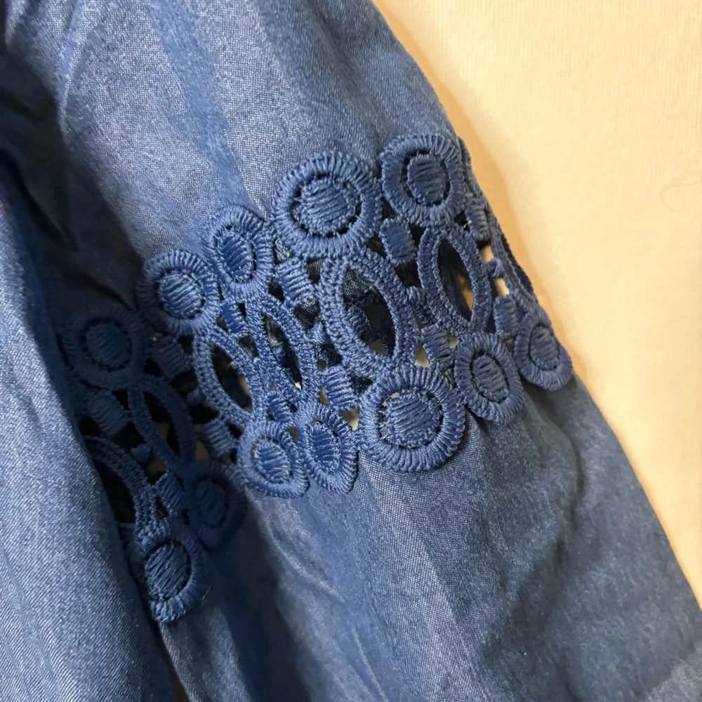 By Design Blue Lyocell Peasant Top - Picture 2 of 6